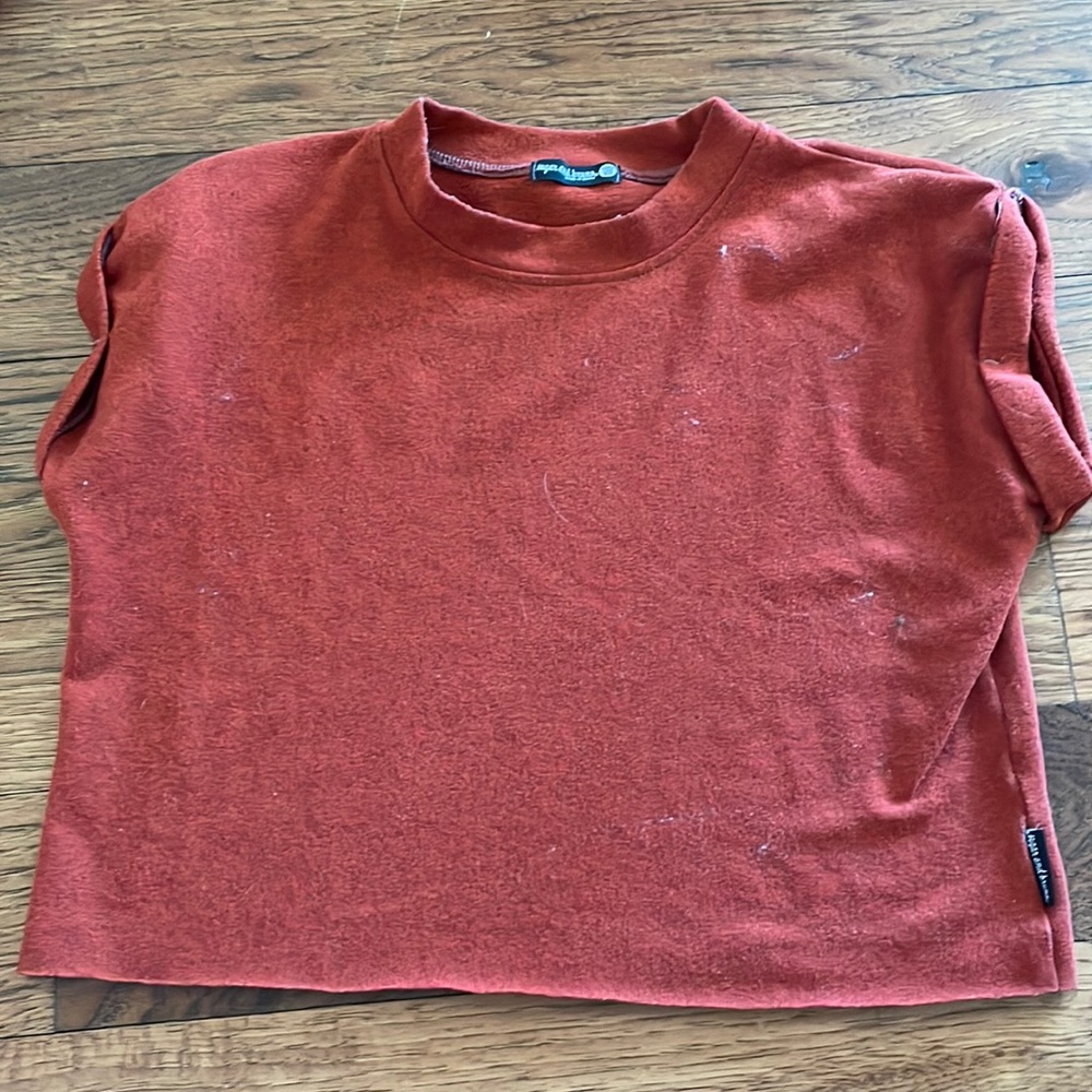 sugar and bruno burnt orange crop top